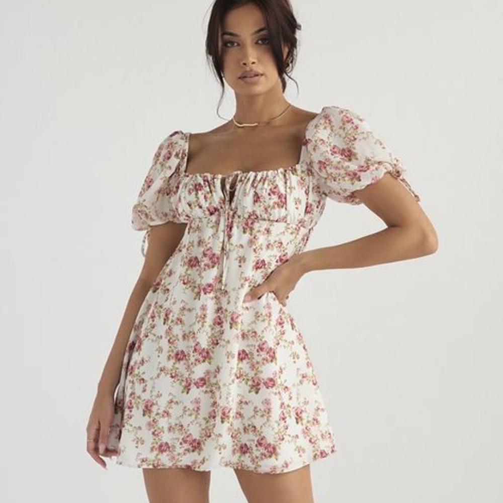 House of CB Floral Mini Dress - White and Pink